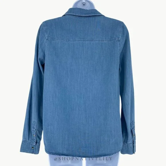 Sézane Women's Servanne Button Down Long Sleeve Shirt | 36 (4) | Chambray Denim - Picture 5 of 16